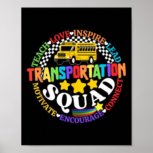 Transportation Squad Back To School Bus Driver Mon Poster (Voorkant)