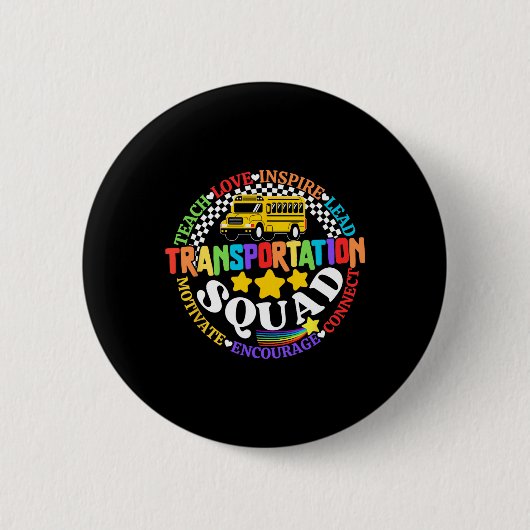 Transportation Squad Back To School Bus Driver Mon Ronde Button 5,7 Cm (Voorkant)