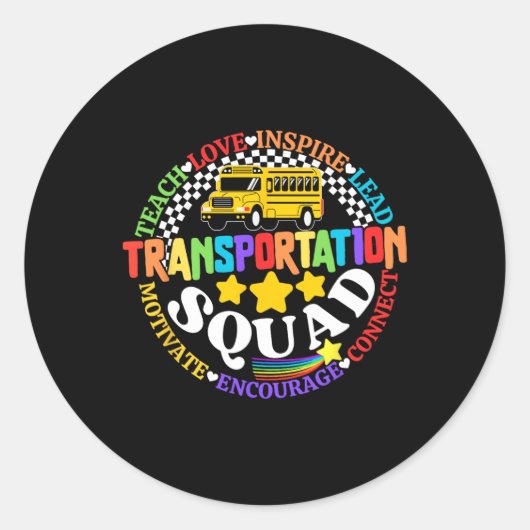 Transportation Squad Back To School Bus Driver Mon Ronde Sticker (Voorkant)