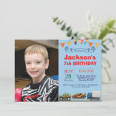 Transportauto Vrachtwagen Birthday Fotouitnodiging Kaart (Staand voorkant)