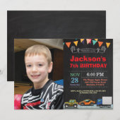 Transportauto Vrachtwagen Birthday Fotouitnodiging Kaart (Voorkant / Achterkant)