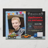 Transportauto Vrachtwagen Birthday Fotouitnodiging Kaart (Voorkant / Achterkant)