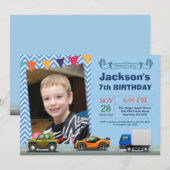 Transportauto Vrachtwagen Birthday Fotouitnodiging Kaart (Voorkant / Achterkant)