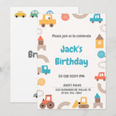 Transportauto's en vrachtwagens Boy Birthday Party Kaart (Voorkant / Achterkant)