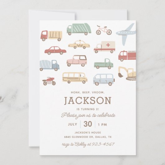 Transportauto's en vrachtwagens Boy Birthday Party Kaart (Voorkant)