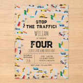 Transportauto's Vrachtwagens Stoppen Verkeersverja Acryl Uitnodigingen (Voorkant)