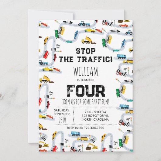 Transportauto's Vrachtwagens Stoppen Verkeersverja Kaart (Voorkant)