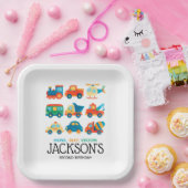 Transportauto's Vrachtwagens Train Eerste Verjaard Papieren Bordje (Feest)