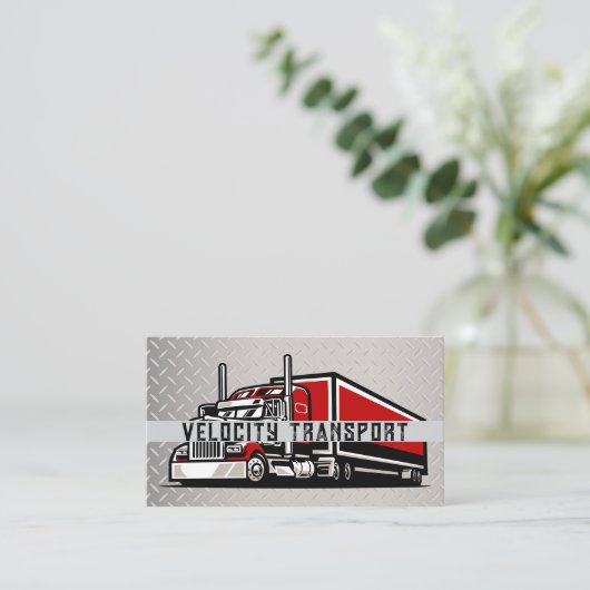 transportbedrijf | Semi 18 Wheeler | Staal Visitekaartje (Staand voorkant)