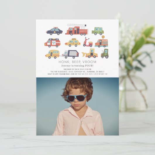 TransportCity Cars Trucks Foto Birthday Kaart (Staand voorkant)