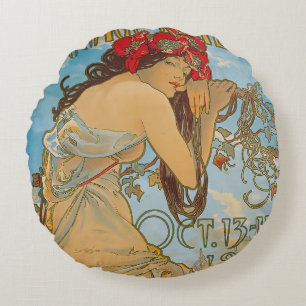 Transportdealers door Alphonse Mucha (1902) Rond Kussen