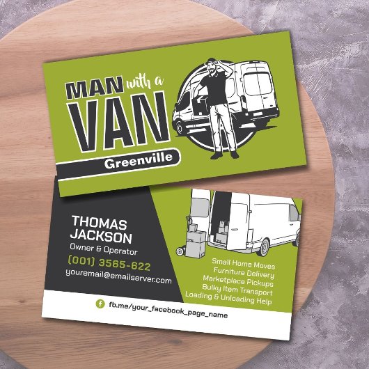 Transportdiensten - Man met een bestelwagen Visitekaartje