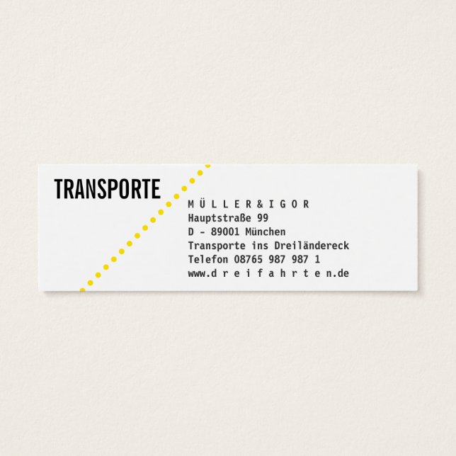Transporte Mini Visitenkarten Mini Visitekaartjes (Achterkant)