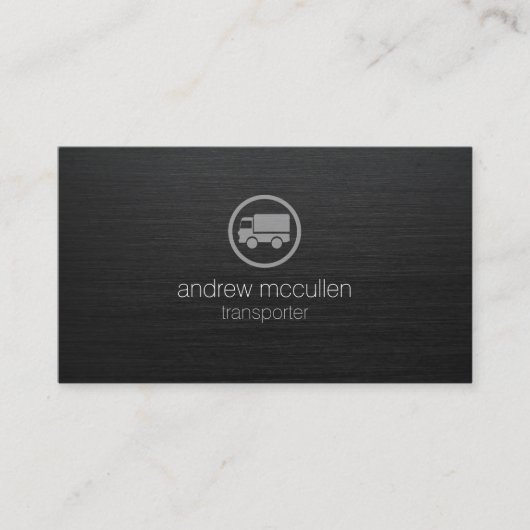 Transporter Truck Icon Donker Geborsteld Metaal Visitekaartje (Voorkant)