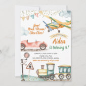 Transportjongen Birthday Invitation Kaart (Voorkant)