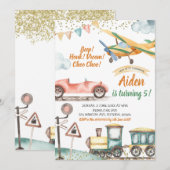 Transportjongen Birthday Invitation Kaart (Voorkant / Achterkant)