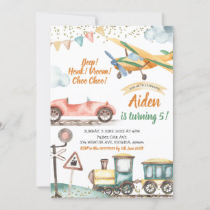 Transportjongen Birthday Invitation Kaart