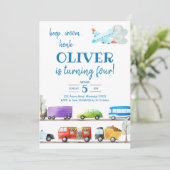 Transportjongen Birthday Invitation Kaart (Staand voorkant)
