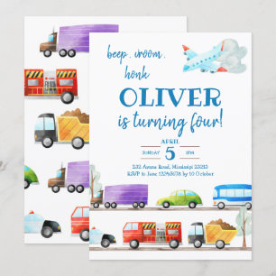Transportjongen Birthday Invitation Kaart