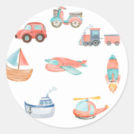 Transportjongen Birthday Party Ronde Sticker