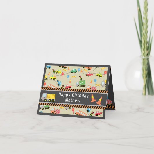 Transportjongen Brown. Birthday Kaart (Voorkant)