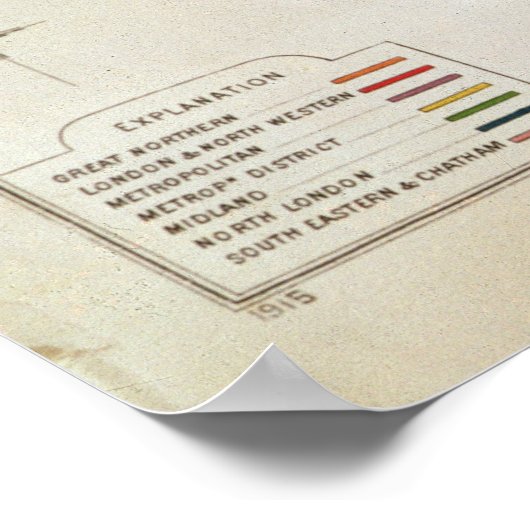 Transportkaart van Londen, c.1915 Poster (Hoek)