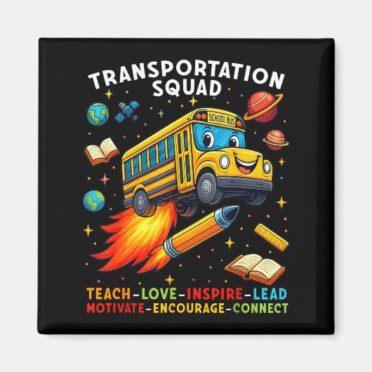 Transportteam Grappige Schoolbuschauffeur Achterka Magneet (Voorkant)
