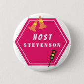 Transportteken Rode Naam Ronde Button 5,7 Cm (Voorkant)