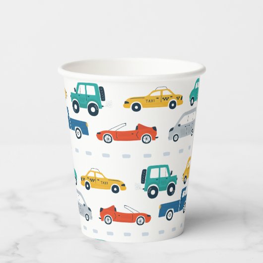 Transportthema Birthday Papieren Bekers (Achterkant)