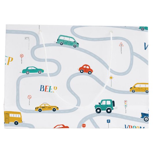 Transportthema Birthday Wrapping Paper Large Groot Cadeauzakje (Achterkant)