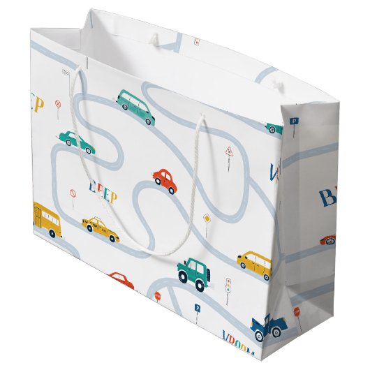 Transportthema Birthday Wrapping Paper Large Groot Cadeauzakje (Achterkant Gekanteld)