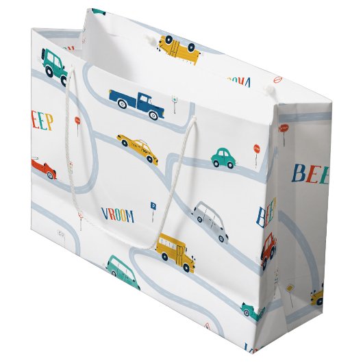 Transportthema Birthday Wrapping Paper Large Groot Cadeauzakje (Voorkant Gekanteld)
