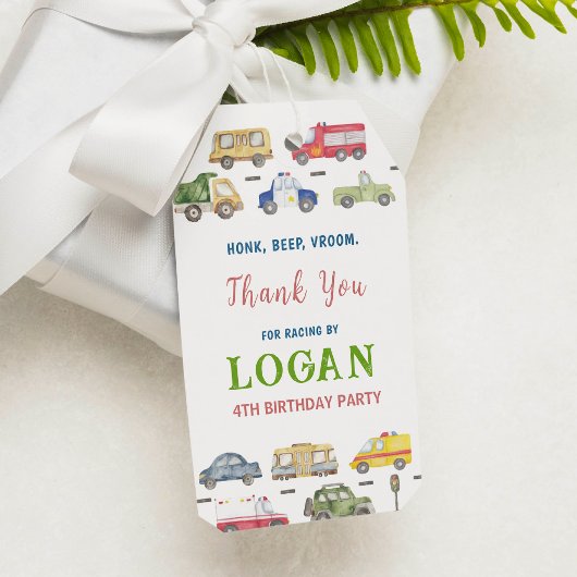 Transporttrucks Verjaardag Dank u Label Cadeaulabel