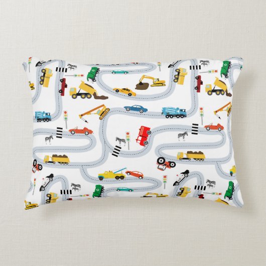 Transportvoertuigen Auto's Vrachtwagens Road Boys Accent Kussen (Voorkant)