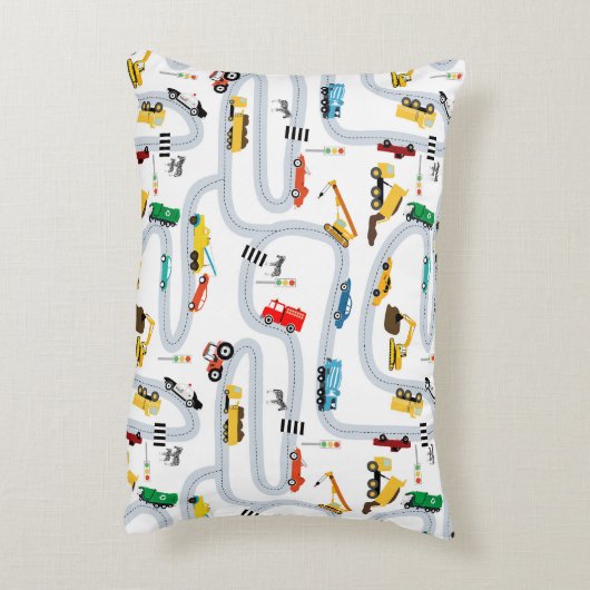Transportvoertuigen Auto's Vrachtwagens Road Boys Accent Kussen (Achterkant (Verticaal))