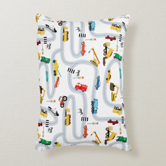 Transportvoertuigen Auto's Vrachtwagens Road Boys Accent Kussen (Voorkant(Verticaal))