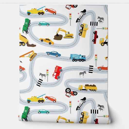 Transportvoertuigen Auto's Vrachtwagens Road Boys Behang (Afrollen)