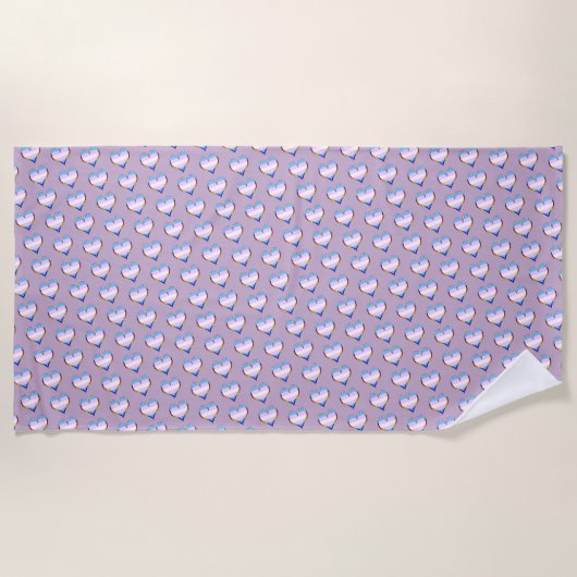TransPride Heart Pattern Beach Towel Strandlaken (Voorkant)