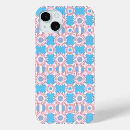 Transpride kleuren / blauw spiegelbloempatroon Ca Case-Mate iPhone Case (Achterkant)