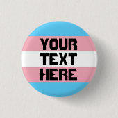 Transpride vlag met tekst ronde button 3,2 cm (Voorkant)