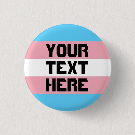 Transpride vlag met tekst ronde button 3,2 cm (Voorkant)