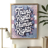 Transrechten zijn mensenrechten LGBTQ Floral Art Poster