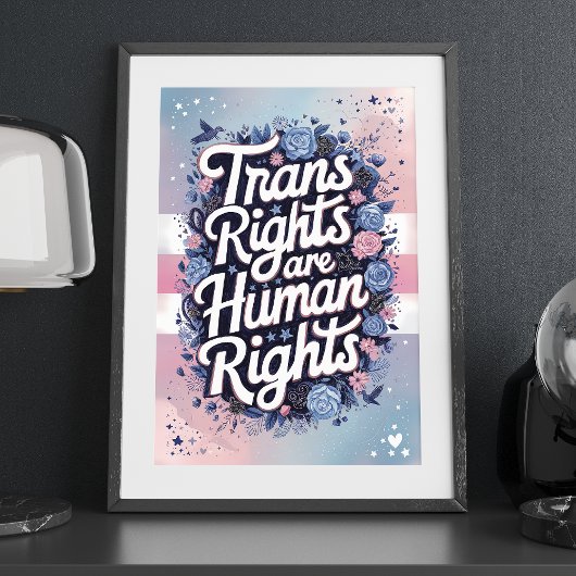 Transrechten zijn mensenrechten LGBTQ Floral Art Poster