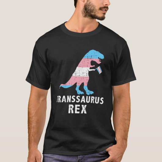 Transsaurus rex dinosaur in transgendervlag voor t t-shirt (Voorkant)