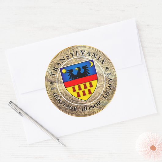 Transsylvaanse Saksische Wapen Ronde Sticker (Envelop)