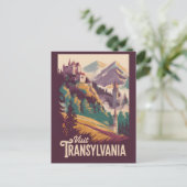 Transsylvanië Landschap Illustratie Reis Kunst Briefkaart (Staand voorkant)