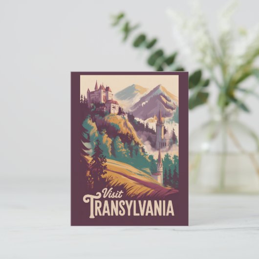 Transsylvanië Landschap Illustratie Reis Kunst Briefkaart (Staand voorkant)