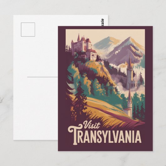 Transsylvanië Landschap Illustratie Reis Kunst Briefkaart (Voorkant / Achterkant)
