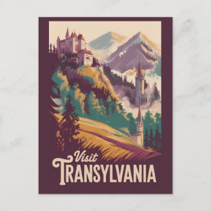 Transsylvanië Landschap Illustratie Reis Kunst Briefkaart