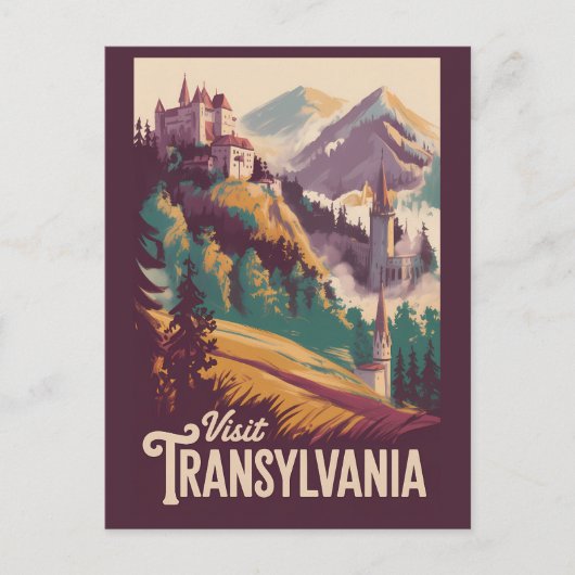 Transsylvanië Landschap Illustratie Reis Kunst Briefkaart (Voorkant)